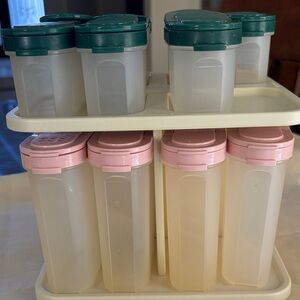 Versatile Food Storage Set with Pink and Green Lids